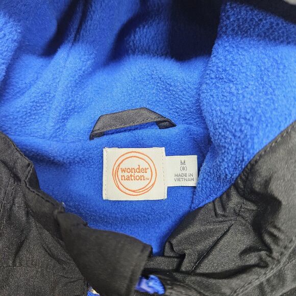 Wonder Nation Boys Jacket Black Gray Zip Up Medium Hooded - Picture 6 of 9